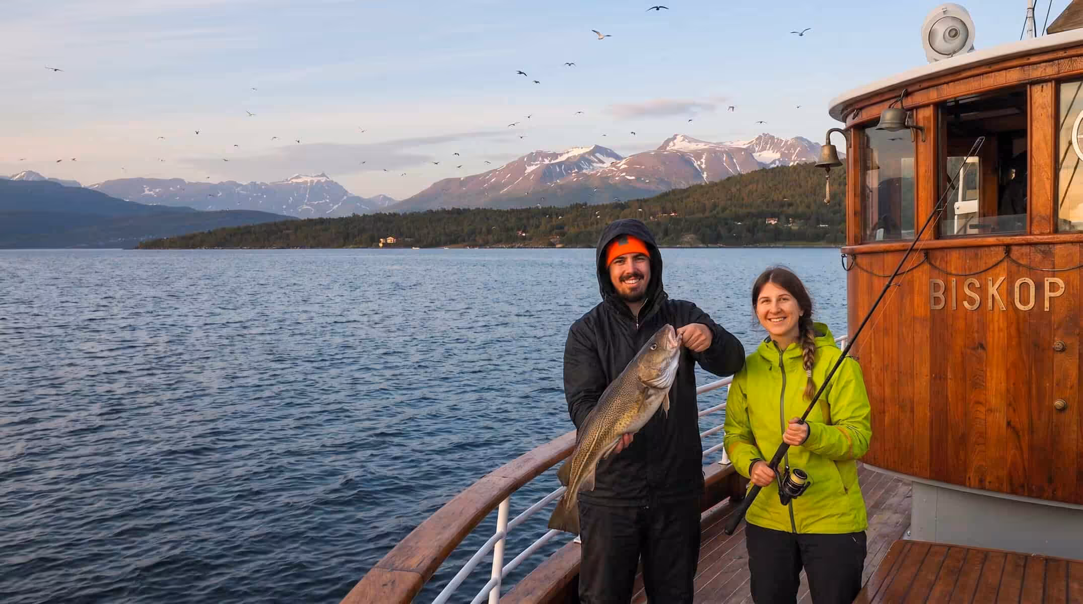 Fishing from M/K Biskop Hvoslef during a Malangen fjord cruise